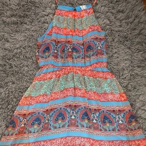 Beautiful multi colored high neck float dress